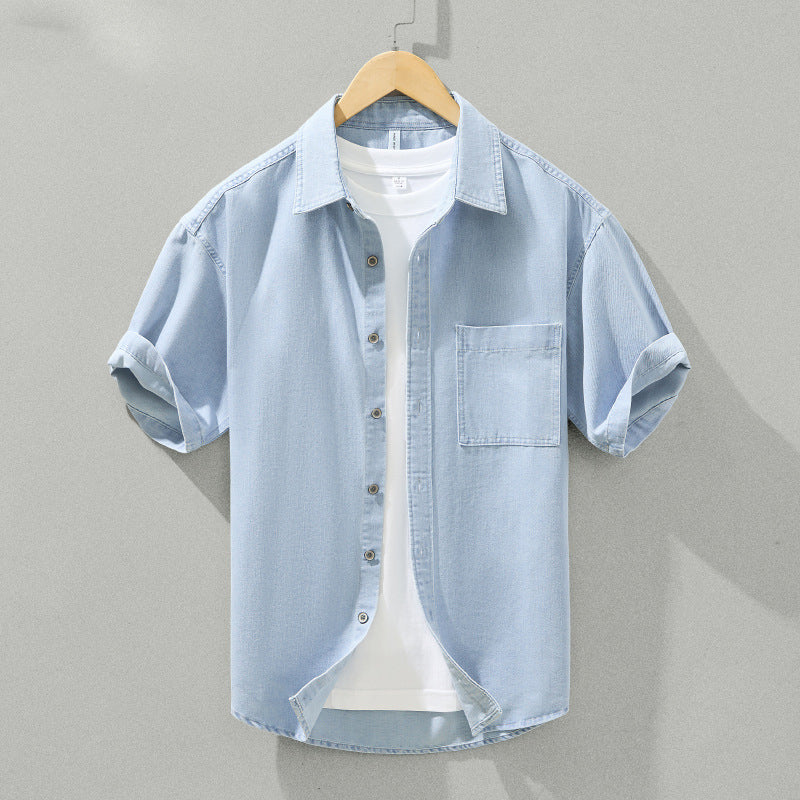 Men's Denim Short Sleeve Shirt